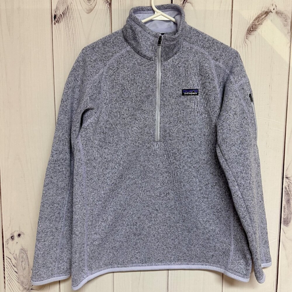 Patagonia‎ Womens Better Sweater 1/4 Zip Large Barefoot Blue Fleece Pullover EUC